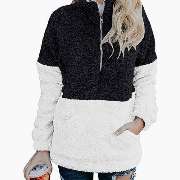 🔥 Women Sherpa Pullover Quarter Zip Long Sleeve - Picture 3 of 6